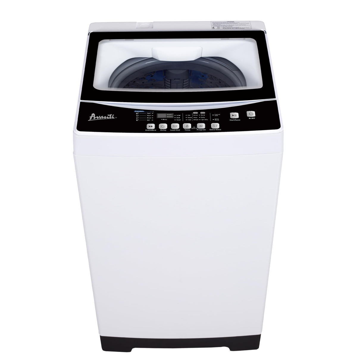 Avanti STW16D0W Portable Washing Machine 1.7 Cu. Ft. Capacity, Top Loading with Hot and Cold Water Inlets, 6 Cycles, Compact for Apartments Dorms and RVs, White