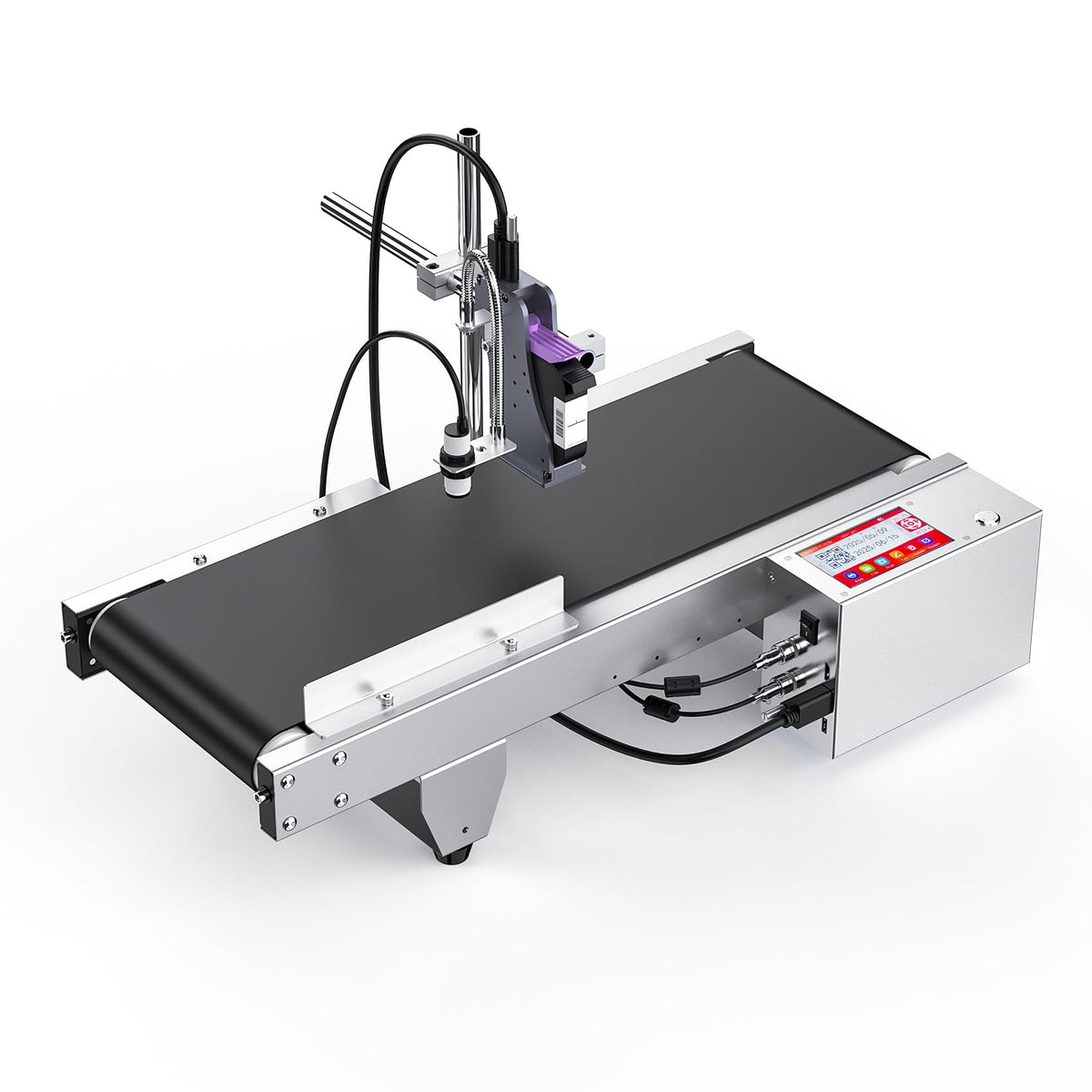 BESHENG JS740 Inkjet Coding Machine with Mini Conveyor Belt, Automatic Online Inkjet Printer with 42ml Original Quick-Drying Ink, Industrial Batch Code Printer Date/Barcode/QR Code/Number/Label