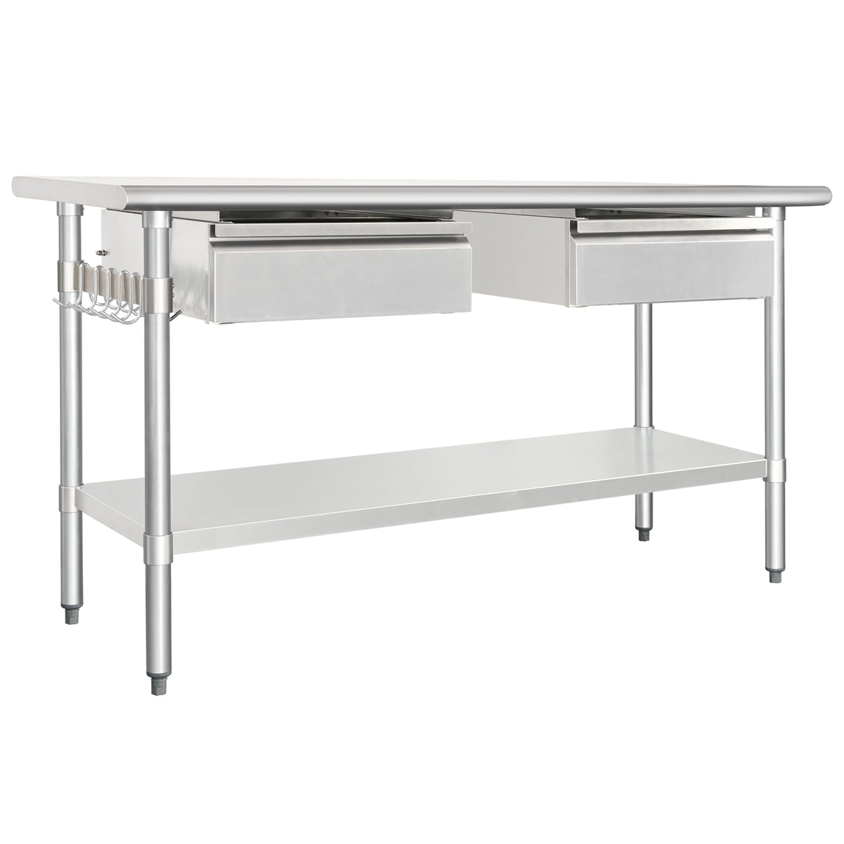 HARDURA Stainless Steel Prep Table with Drawer 24" x 60" NSF Heavy Duty Bench with Undershelf, Hook and Galvanized Legs for Commercial Food Prep
