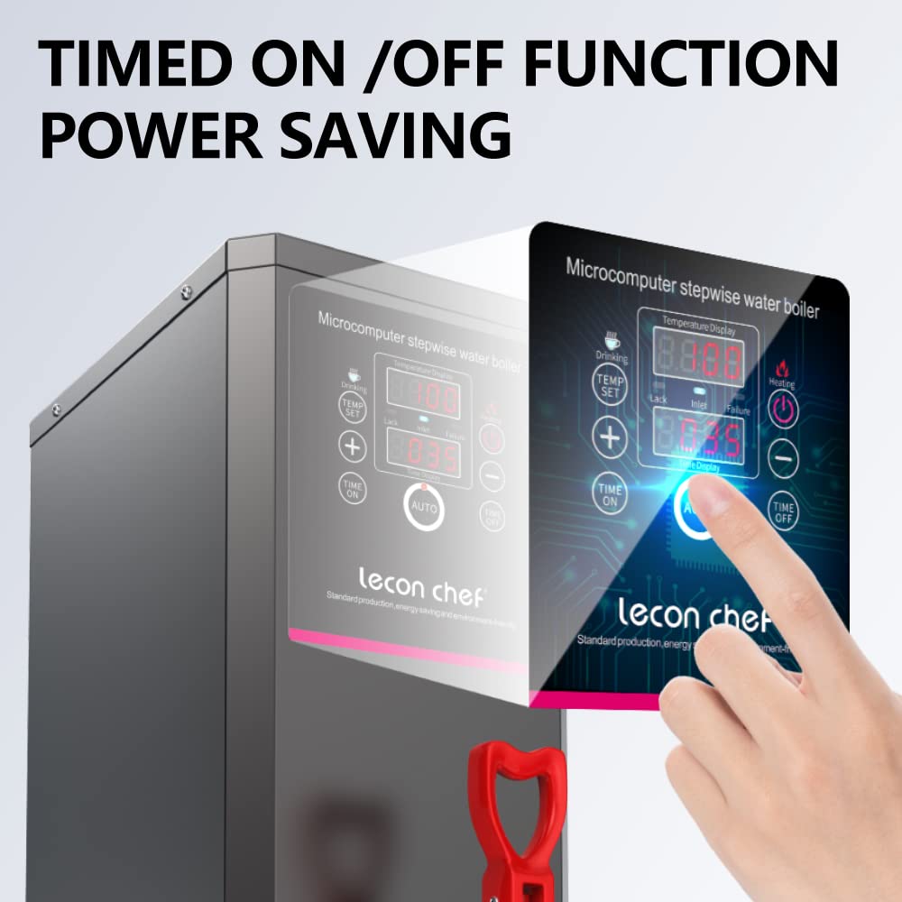 Lecon Chef Water Boiler Eletric Commercial Hot Water Dispenser Countertop with Filter Black Automatic 20L 1500W Fast Heating for Restaurant, Home, Office