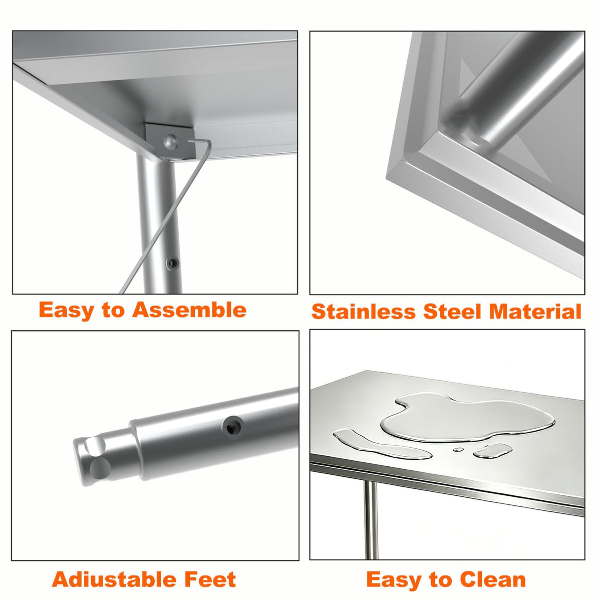 Weejian Stainless Steel Prep Table 24 x 24 x 33.5 Inch, Heavy Duty Commercial Work Table with Adjustable Undershelf, Commercial Kitchen Table for Restaurant, Bakery, Home, Workshop and Garage