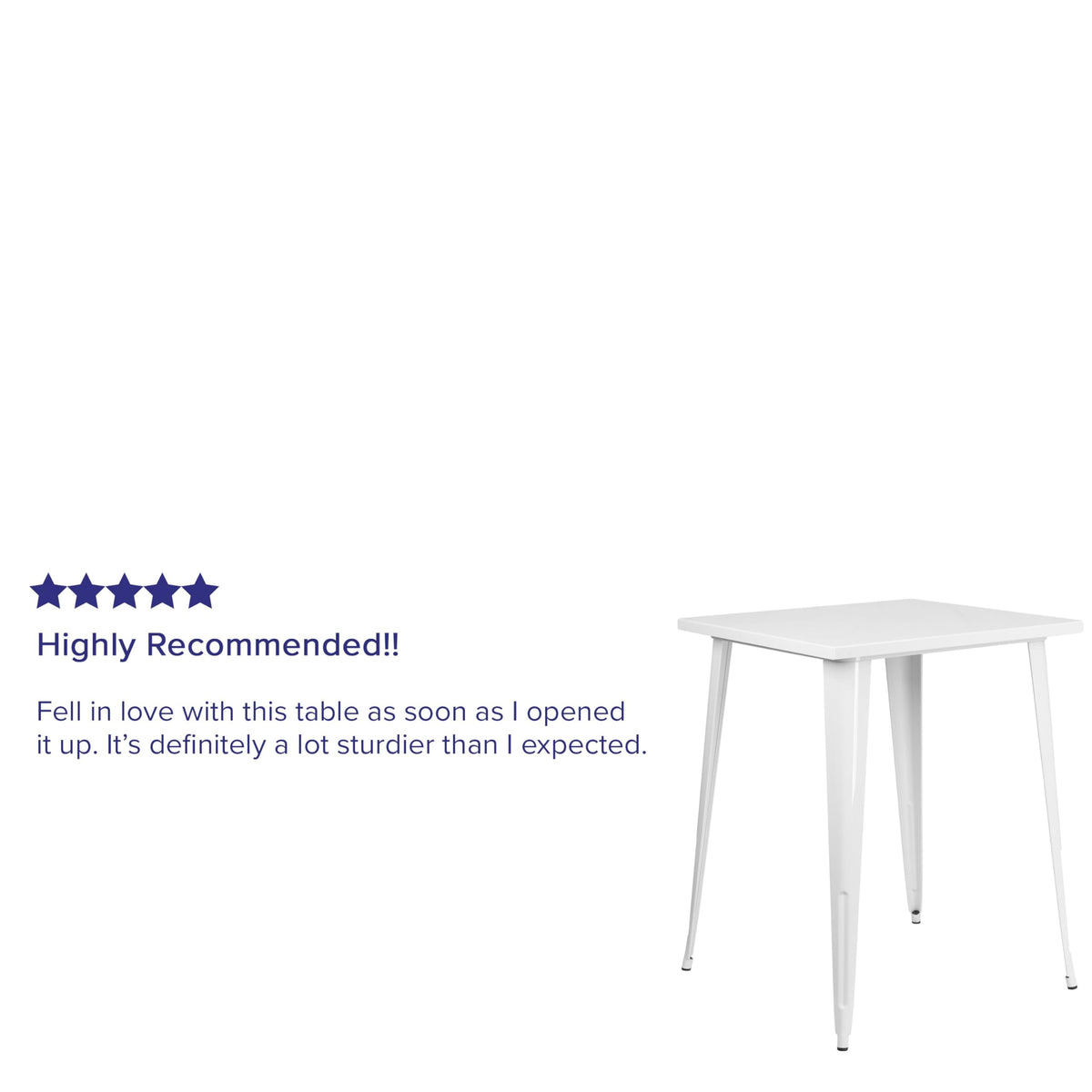 Flash Furniture Nolan Commercial Grade 31.5" Square White Metal Indoor-Outdoor Bar Height Table