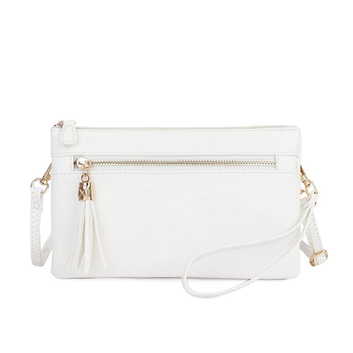 Solene Women's Lightweight Multi Compartment Wristlet Clutch Wallet Crossbody Bag - (WU021-WHITE)