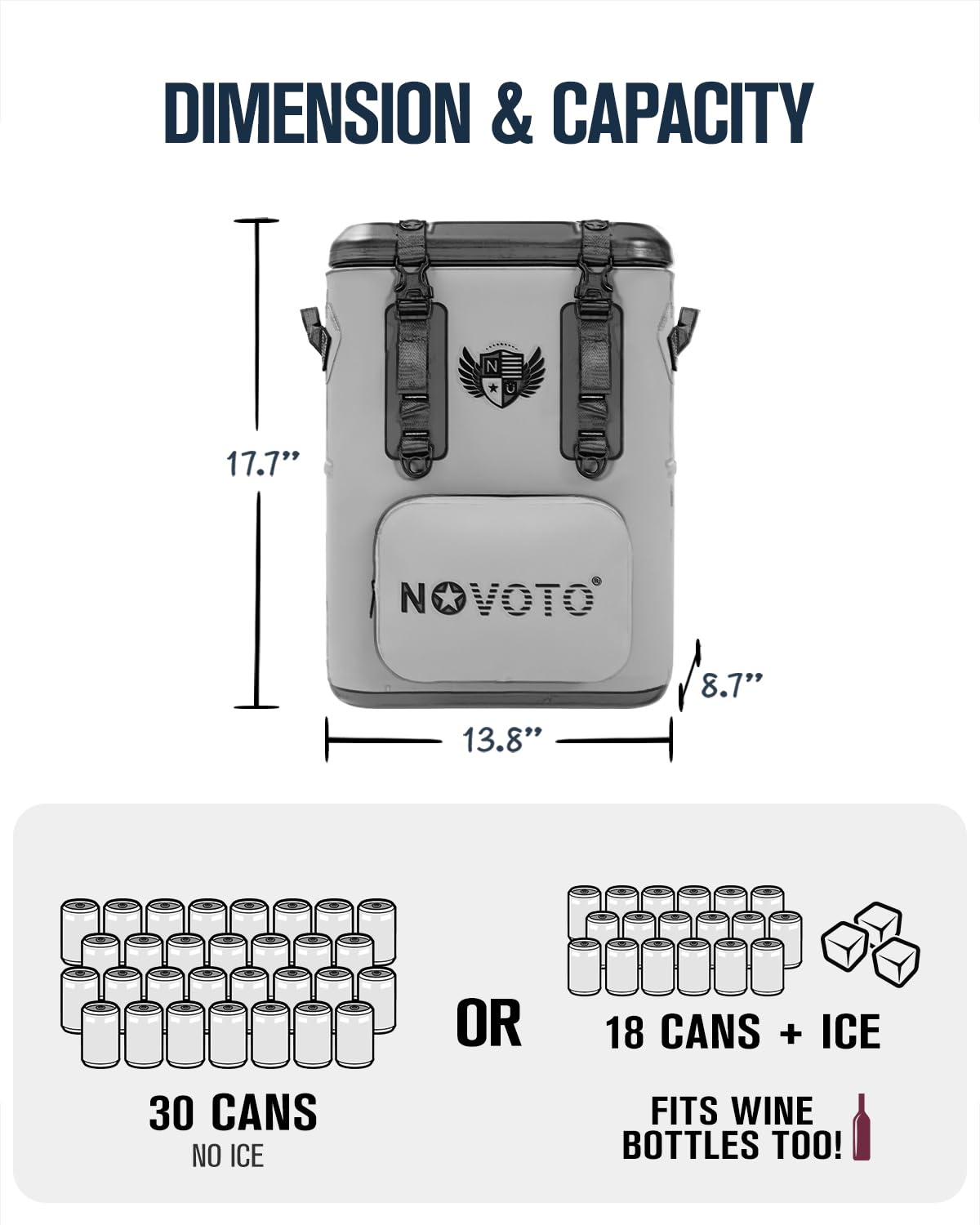 Novoto 30 Can Magnetic Backpack Cooler, Zipperless Soft Cooler Backpack with Wide-Mouth Magnetic Lid, Leakproof Insulated Soft Sided Cooler for Beach, Fishing, Tailgating & Kayak (Wildness)
