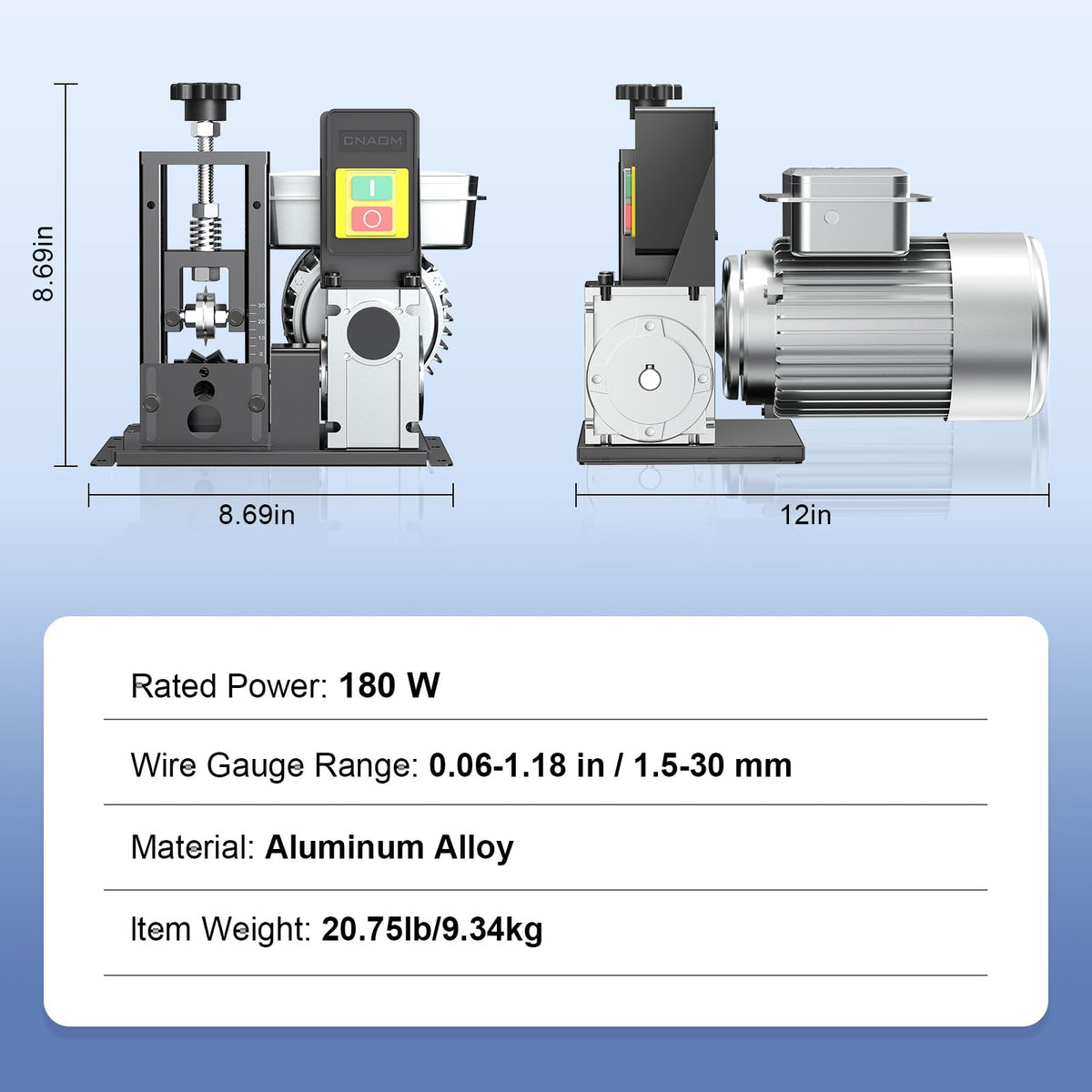 Electric Wire Stripper Machine, 0.06"-1.18" Automatic Wire Stripping Machine,180 W, 80 ft/min