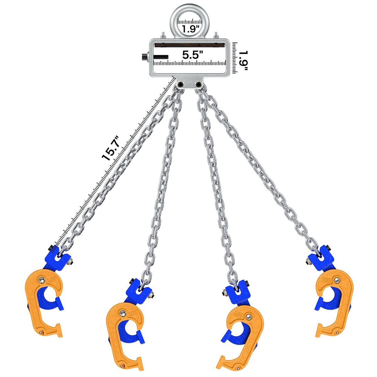 WowDIY Chain Drum Lifter - 4000 lbs Capacity - Suitable for Blue Plastic and Metal Drums (Enhanced Version 4 Hooks)