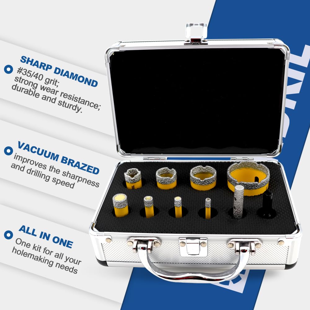 HIGHDRIL 3" 75mm Circular Saw Blade Set 4pcs and HIGHDRIL Diamond Drill Bits Kit with 5/8-11