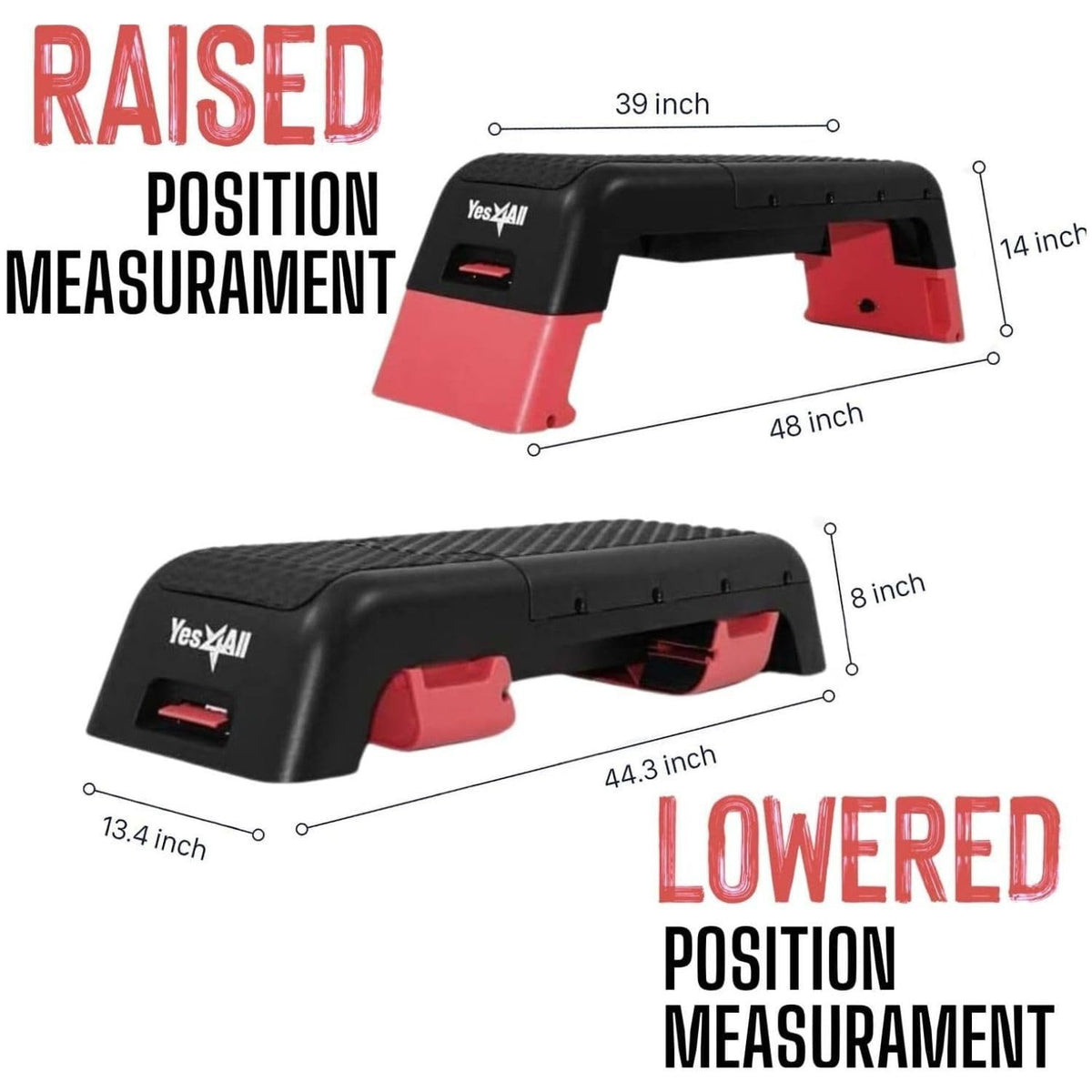 Yes4All Multifunctional Fitness Aerobic Step Platform/Aerobic Deck, Household Step Workout Bench for Home Gym (Red/Black)