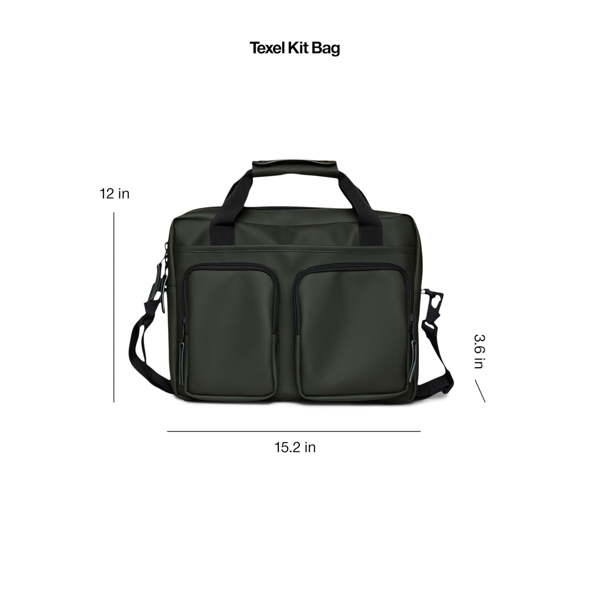RAINS Texel Tech Bag - Green Waterproof Water Resistant Water Repellent Laptop Bag Unisex Commuter Travel Case 15" Computer Sleeve Tech Organizer - 2 Year Warranty