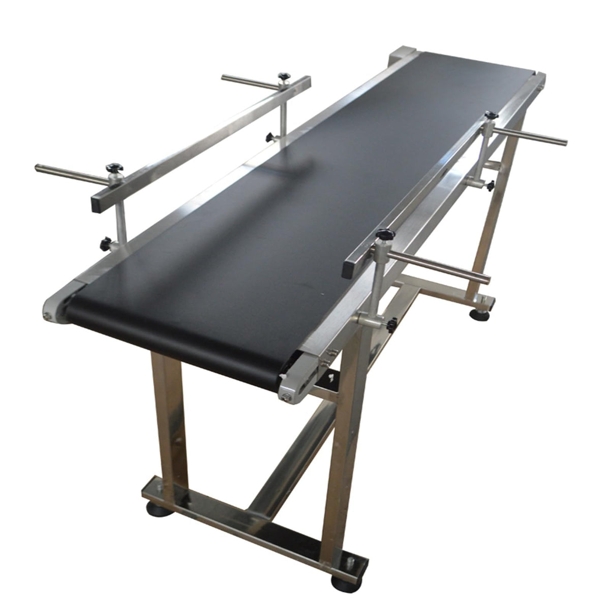 THUXEON 110V PVC Belt Conveyor with Double Guardrail, Conveyor Length 59inch Belt Width 11.8inch, Flat Conveyor Belt Systems with Anti-Static and Adjustable Speed for Industrial Transport
