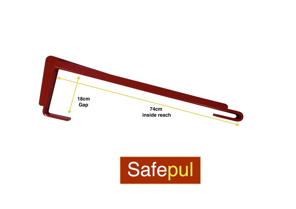 Safepul Pallet Puller Pack (with 5m plus 1.9m Straps) – 74x18 cm Steel Pallet Hook & Polyester Pallet Puller Strap with Steel Hardware – Forklift Pallet Grabber for Pallet Transport