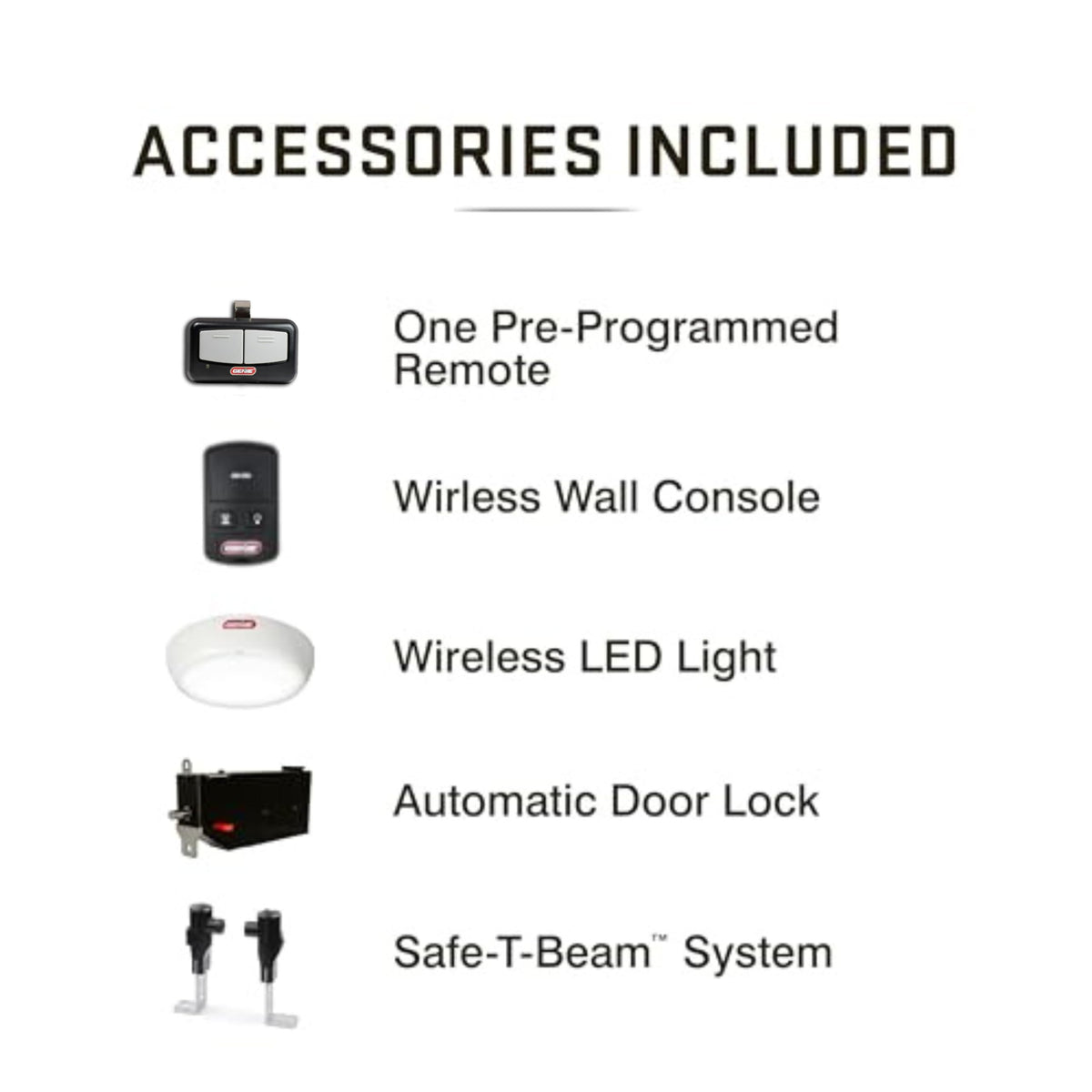 Genie 6072H-O Residential Wall Mounted Garage Door Opener, Black