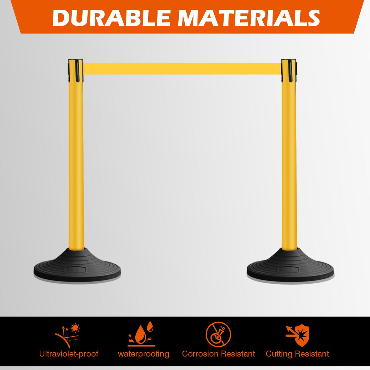 OranclUS 6 Pack Yellow Crowd Control Stanchions with 10FT Belts and Rubber Base, Queue Barrier Posts for Events, Stores, and Public Safety