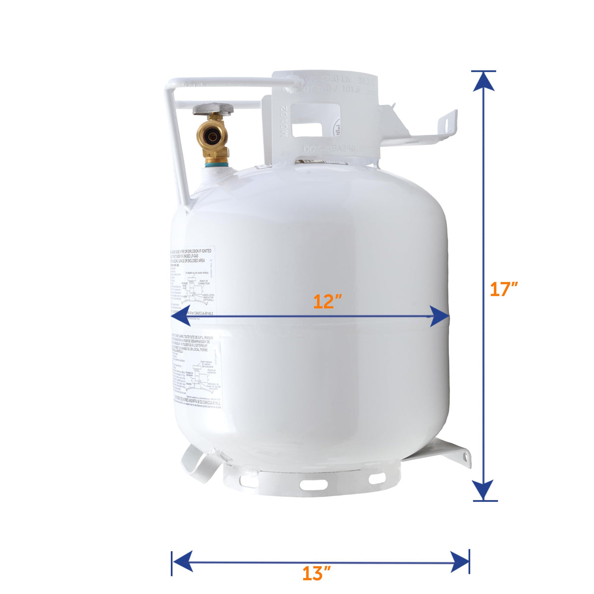 Flame King YSN201HZL 20-LB Steel Horizontal Propane Tank Cylinder for Fire Pits and Tables, Patio Heaters, Barbeques, RVs, and Truck Campers, White