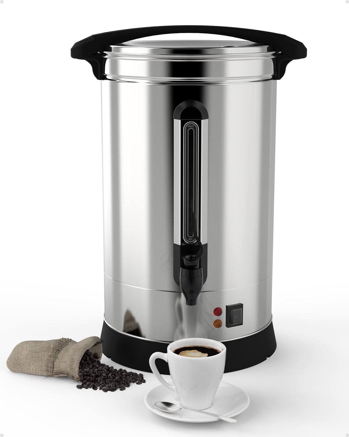 DEXSO 120 Cup 18L Commercial Coffee Urn,[Rapid Extraction] [304 Stainless Steel Suitable for Food] Hot Beverage Dispenser, [Easy Clean-up] Hot Water Urn for Churches, Meeting Rooms, Lounges