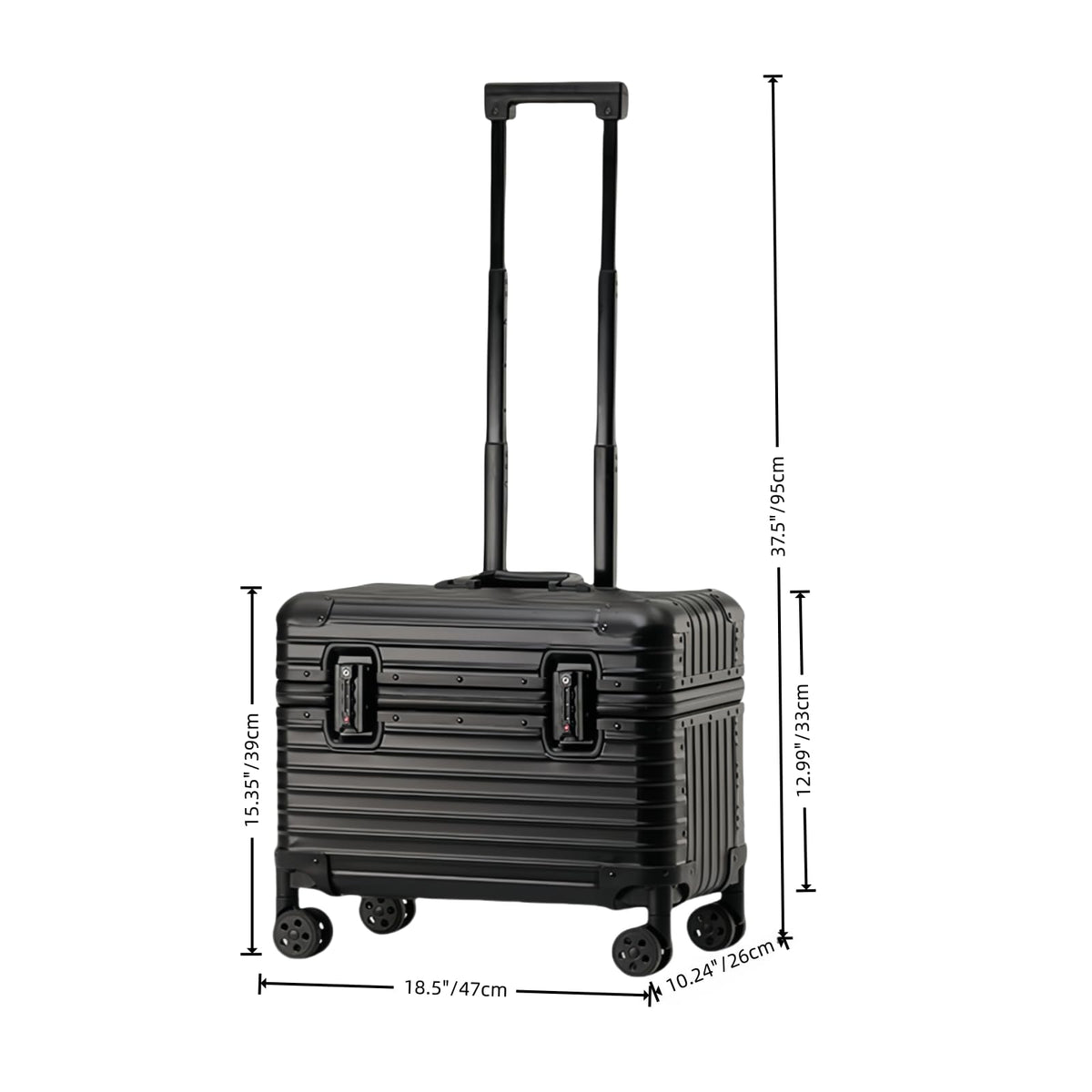 Perle Path Full Aluminum Camera Carry-On Luggage DSLR Shockproof TSA lock Photography Gear Case with Removable Dividers & 360° detachable Wheels Luggage Rolling trolley case storage case (black)