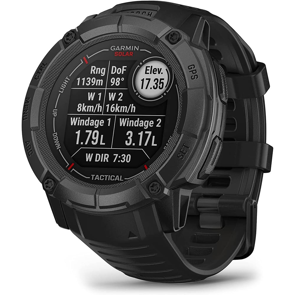 Garmin Instinct 2X Solar Tactical Edition, Solar Charging, Rugged GPS Smartwatch, Built-in Flashlight, Ballistics Calculator, Black 010-02805-13 Bundle with Deco Essentials Charging Dock Kit