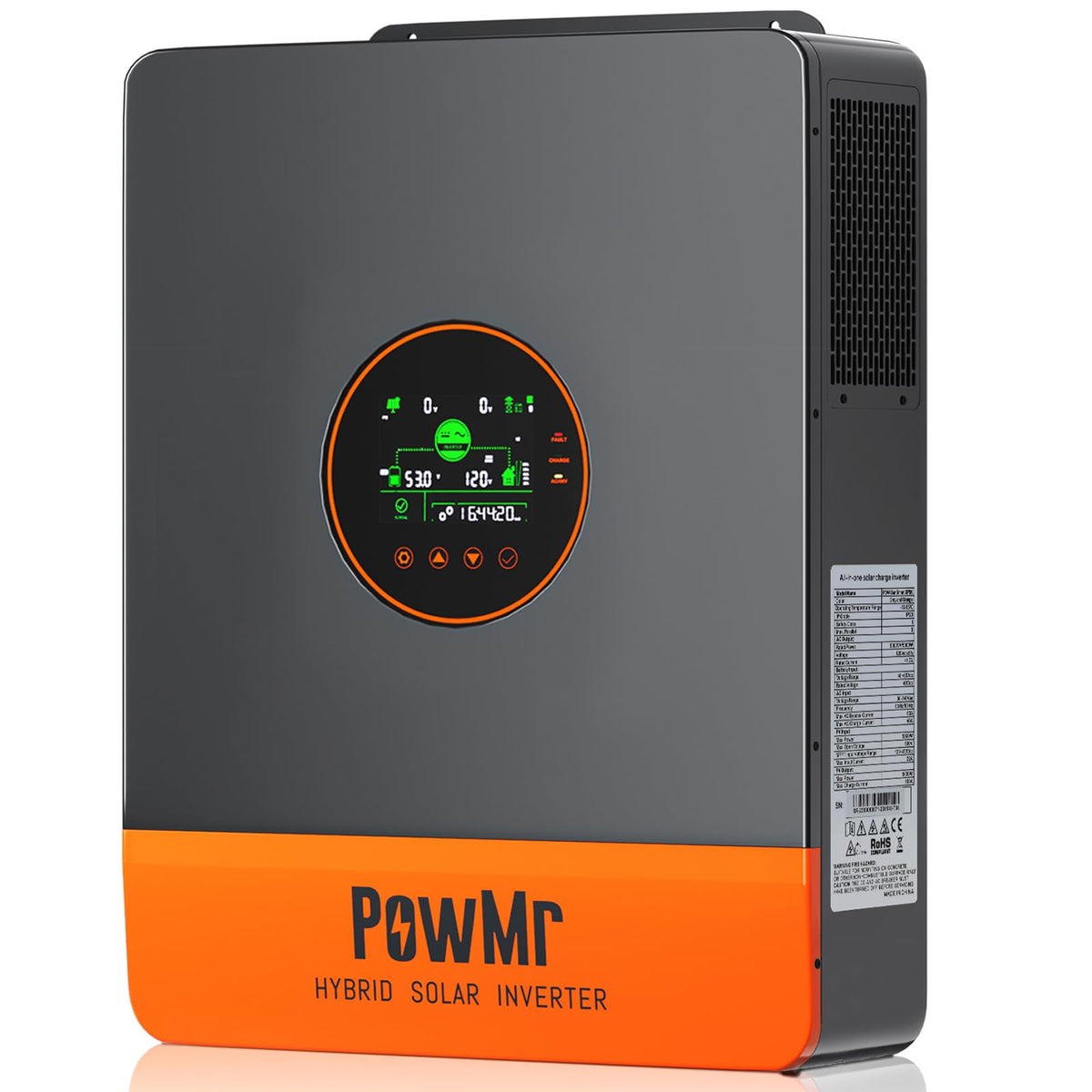 PowMr Solar Inverter 5000W 48Vdc to 110Vac, 5200W Split-Phase Solar Inverter Built-in 100A MPPT Controller | Max.PV Input 6KW 500VOC | Support 6 Units Parallel and Batteryless Run