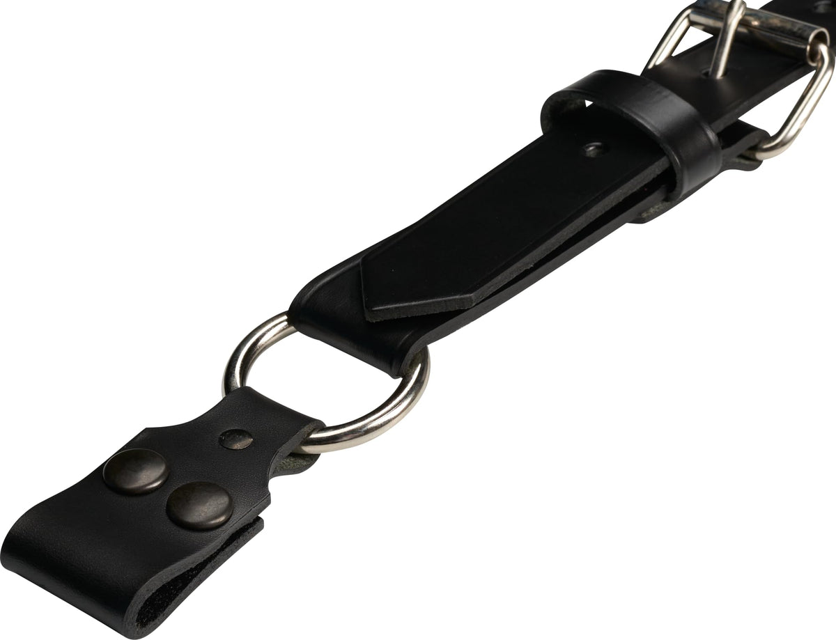 JAY-PEE Firefighter Leather Suspenders with Loop Attachment - Full Grain Black Leather, 4-Point Connection Adjustable Straps