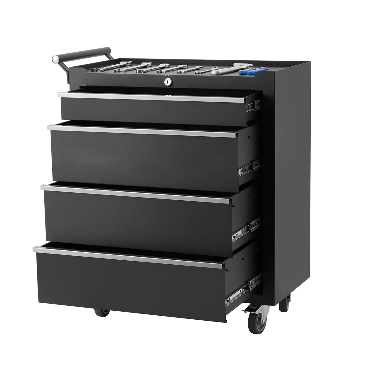 ActiveTrail 4-Drawer Rolling Tool Chest Cabinet,Portable Tool Storage Cart with Smooth Wheels,Lockable Toolbox Organizer with Drawer Liners,Heavy-Duty Steel Tool Cabinet for Garage and Workshop Use