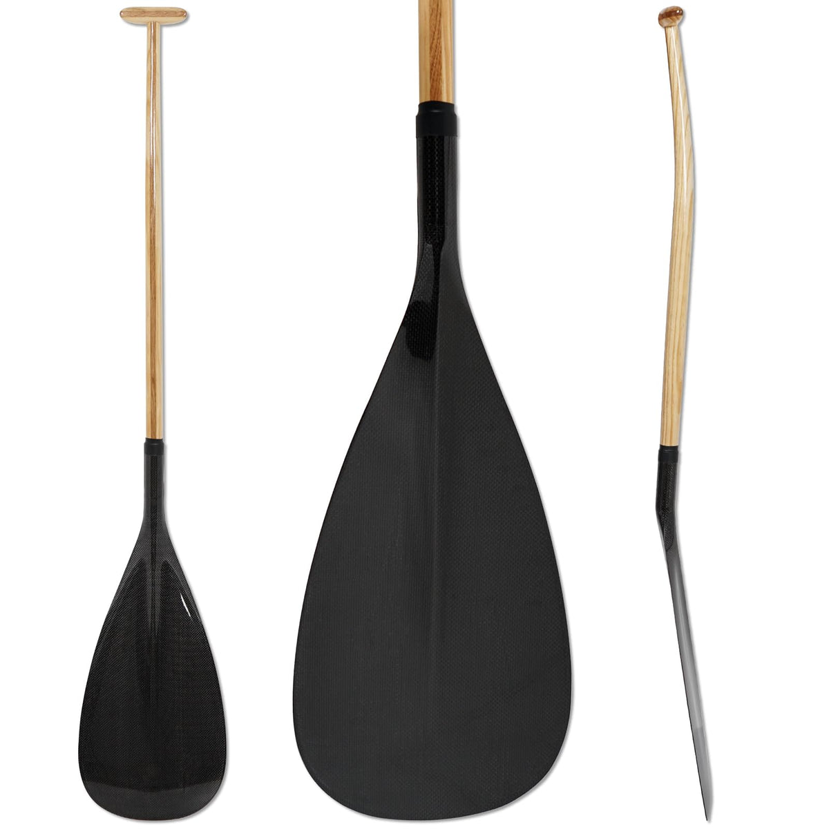 LINGVUM Hybrid Outrigger Canoe Paddle with Wooden Shaft and Carbon Fiber Blade, Lightweight and Durable OC Paddle, 50"