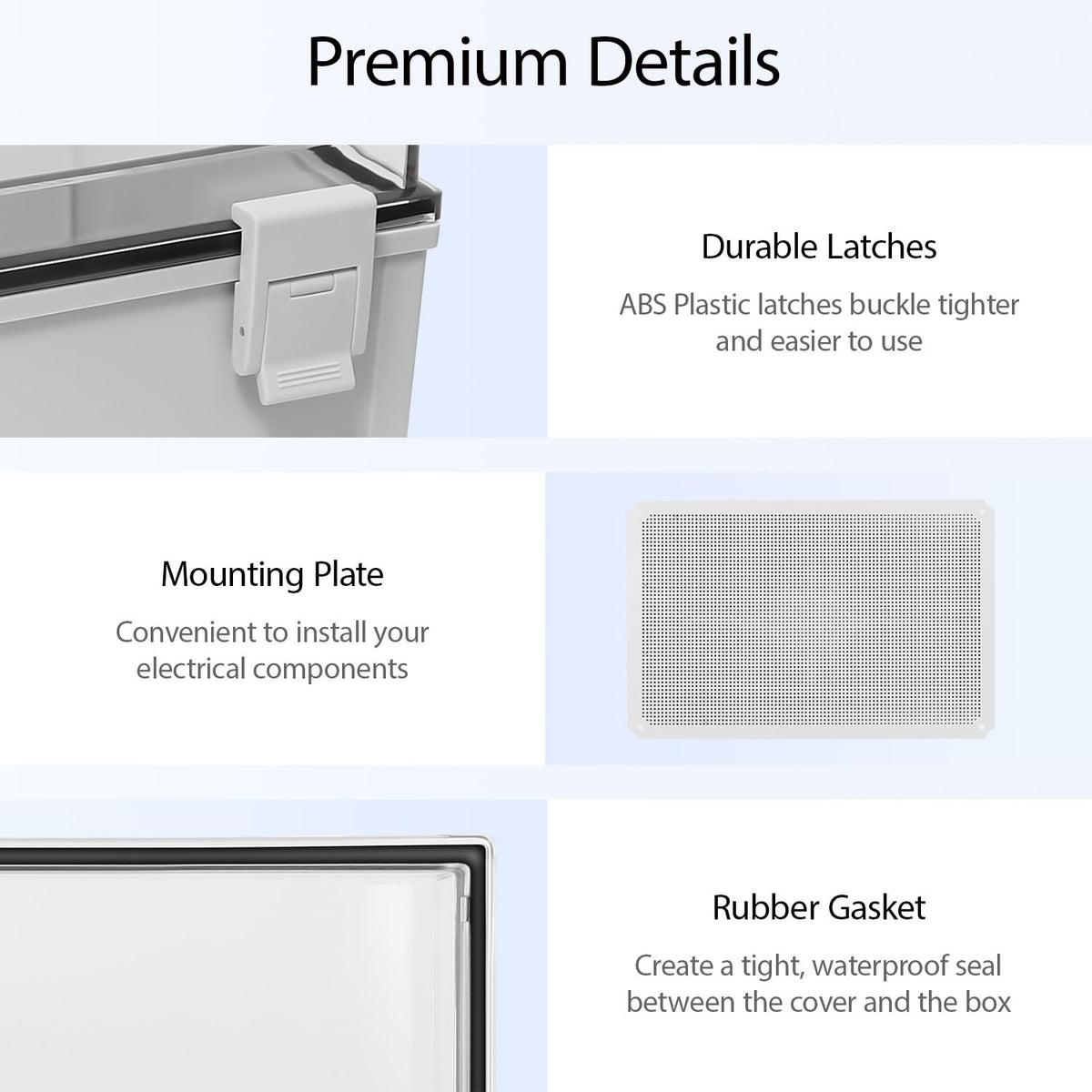 LMioEtool Electrical Box, IP65 Waterproof Dustproof ABS Plastic Enclosure, Outdoor and Indoor Project Box Hinged Clear Cover with Mounting Plate Wall Brackets,Outer Dimension 23.6"x 15.7" x 8.7", Grey
