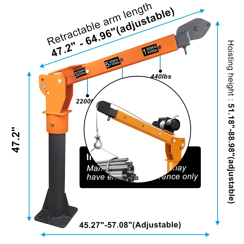 ROCK-HULK 2200lb Folding Truck-Mounted Bed Crane - 5000lb Winch, Painted Steel Jib Hoist Lift for Pickups, 12V Electric/Hand Operated, Ideal for Farm, Construction, and DIY Loading
