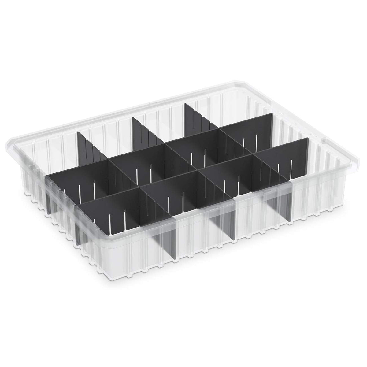 Akro-Mils 33224 Akro-Grid Plastic Slotted Dividable Modu Box Stackable Grid Storage Tote Container, (22-3/8-Inch L x 17-3/8-Inch W x 4-Inch H), (6 Pack), Blue