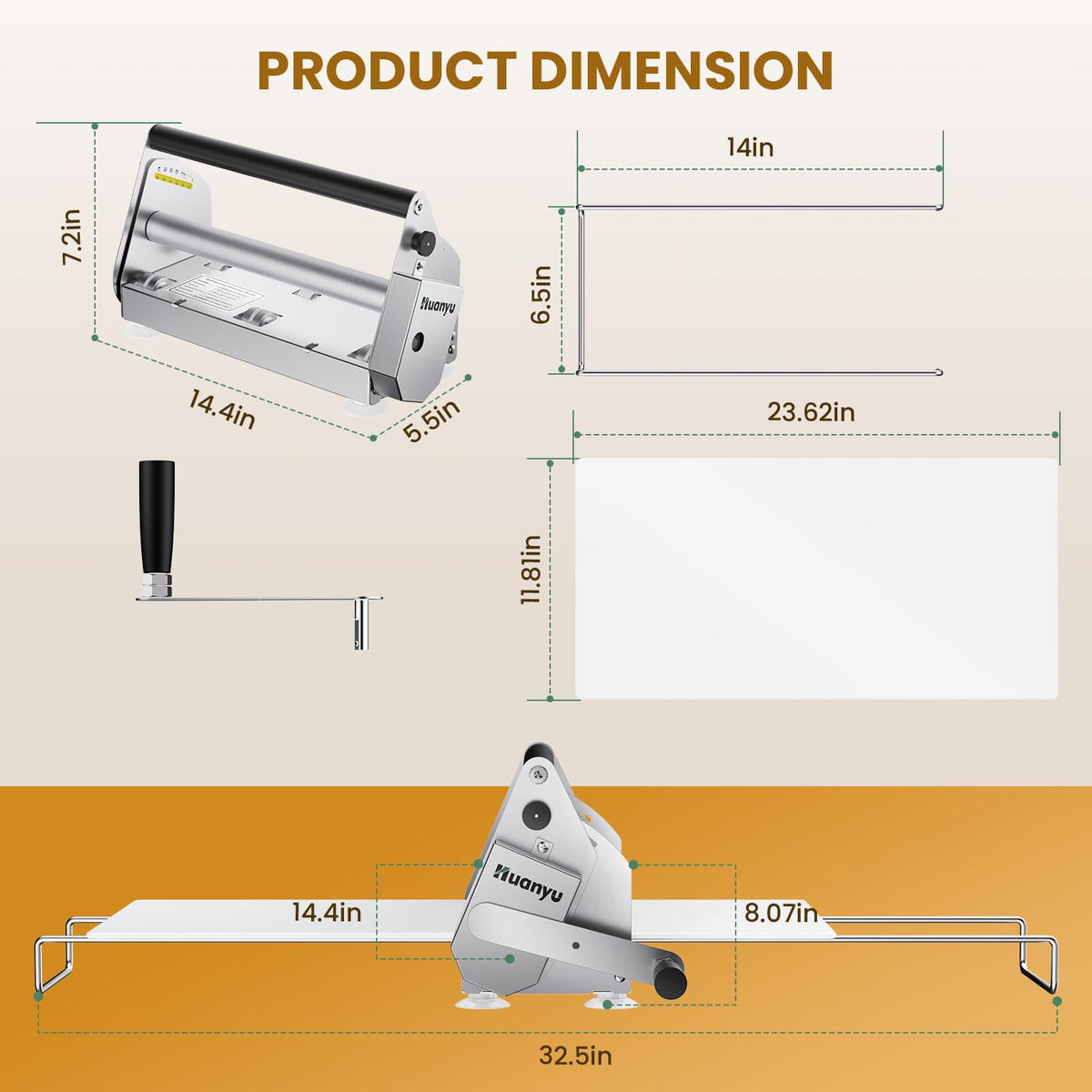Huanyu Folding Dough Sheeter with 10 Adjustable Thickness Settings for Home and Commercial Bakeries, Stainless Steel 12" and 15" Bundle
