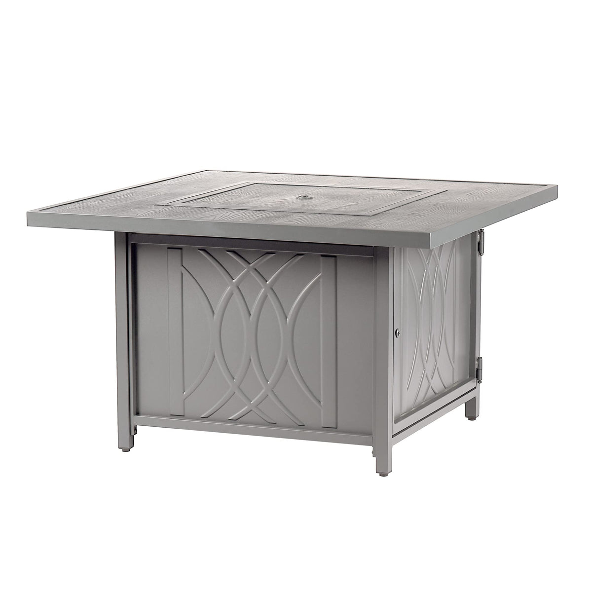 Square 42 in. x 42 in. Aluminum Propane Fire Pit Table with Glass Beads, Two Covers, Lid, 57,000 BTUs in Grey Finish