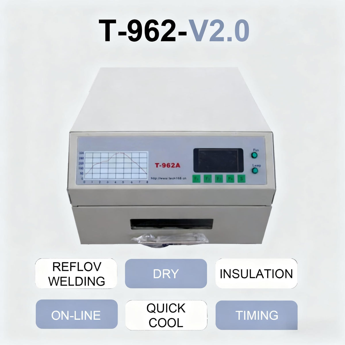800W Reflow Oven,T-962 Reflow Soldering Station, PCB Board SMD SMT BGA Rework Station Tool With Hot Air Circulation Reflow Oven