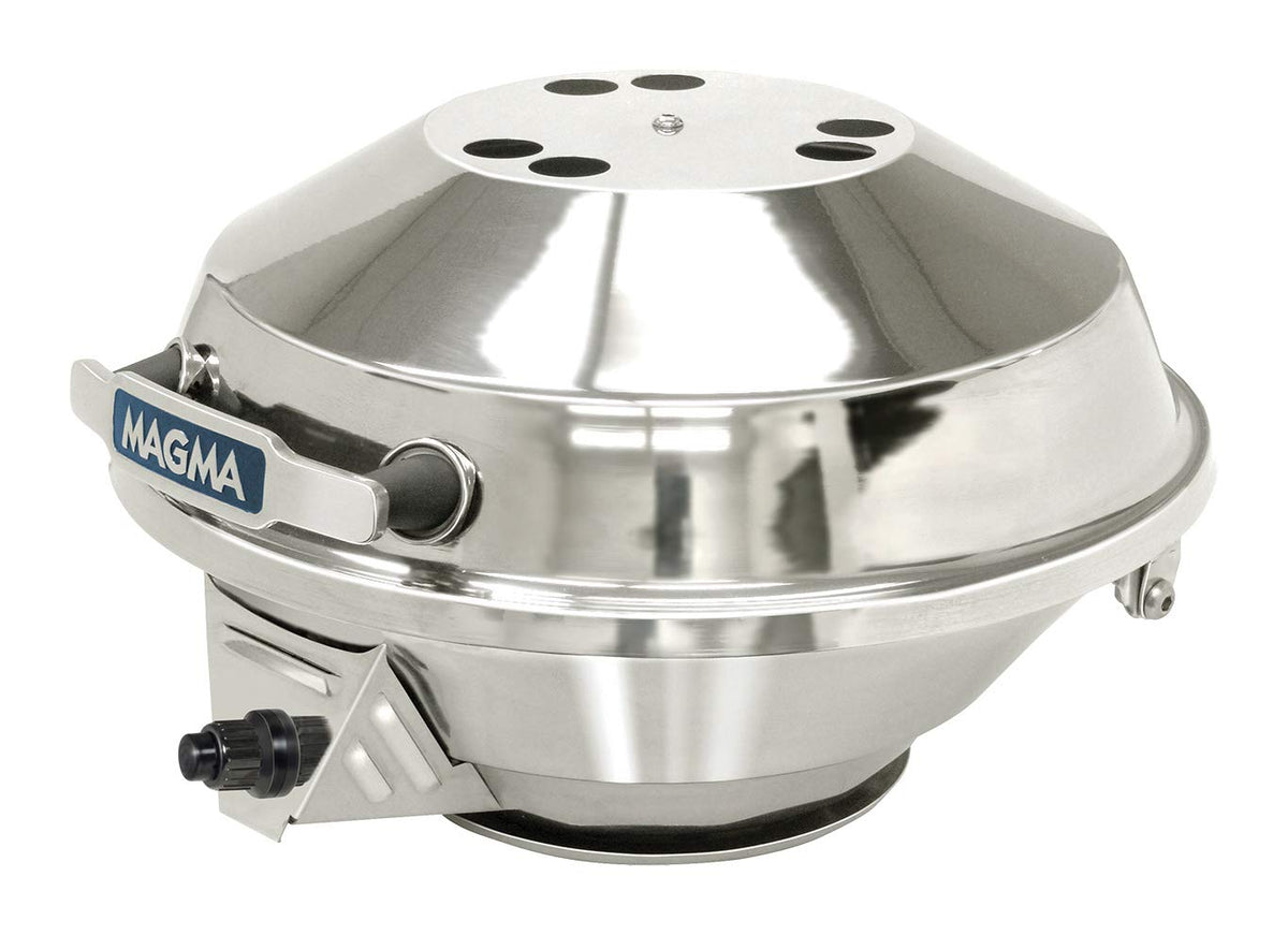 Magma A10-207-3 Marine Kettle3 Portable Gas Grill and Stove - Stainless Steel BBQ with Electronic Ignition for Boats - Wind-Resistant Design, Safe Propane Connection, Stay Cool Handle - 15" Diameter