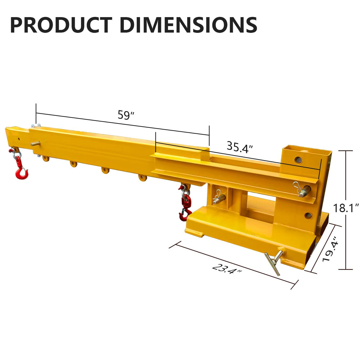 Adjustable Forklift Jib Boom Crane, 6000 LBS Forklift Mobile Crane Manual Telescopes,Flexible Adjustment Holes, Ideal for Warehouse, Factories, Construction