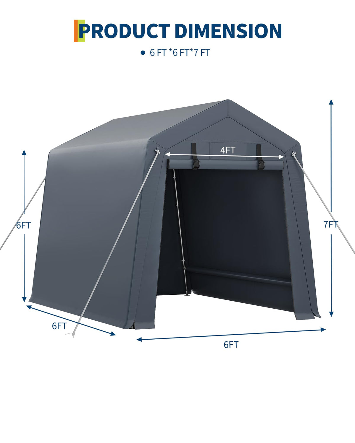 6x8 Ft Carport Heavy Duty Tent with Roll-Up Windows, Portable Garage with Removable Sidewalls & Doors, Car Canopy All-Season Tarp for Car Boat Truck Motorcycle, Grey