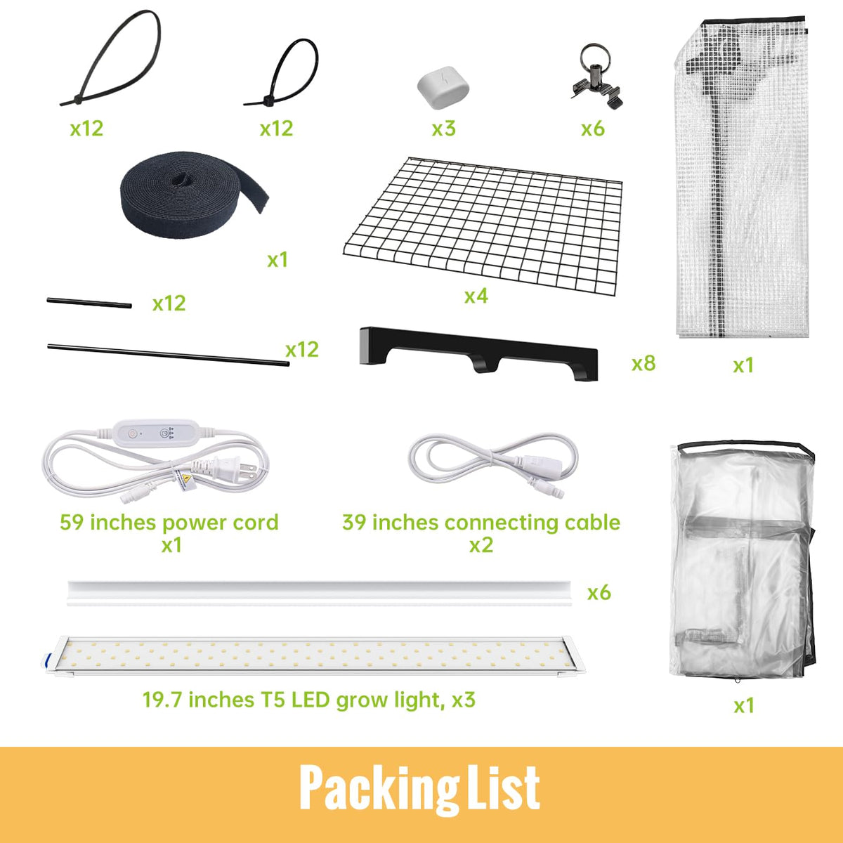 SpeePlant Indoor Greenhouse with Grow Light, 4-Tier Plant Stand with Zippered PVC Tent, Ventilation Window, Bottom Pouch, 20W Full Spectrum Plant Light with Timer for Seed Starting, 27"L x 19"W x 59"H