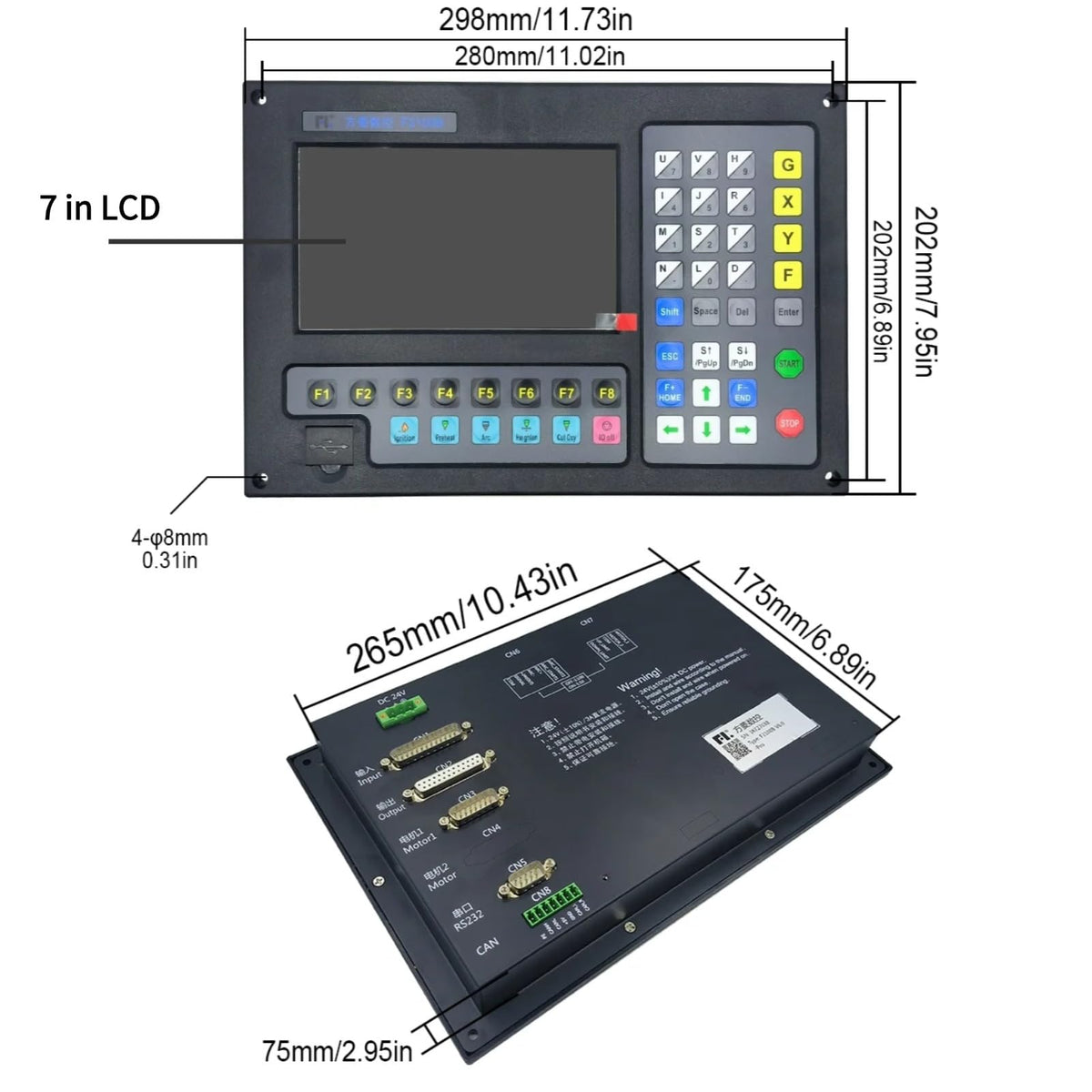 Dual Axis CNC Motion Controller System F2100B 7" HD LCD Display for Plasma Cutting Machine Precision Control Unit with Stable Linkage Technology