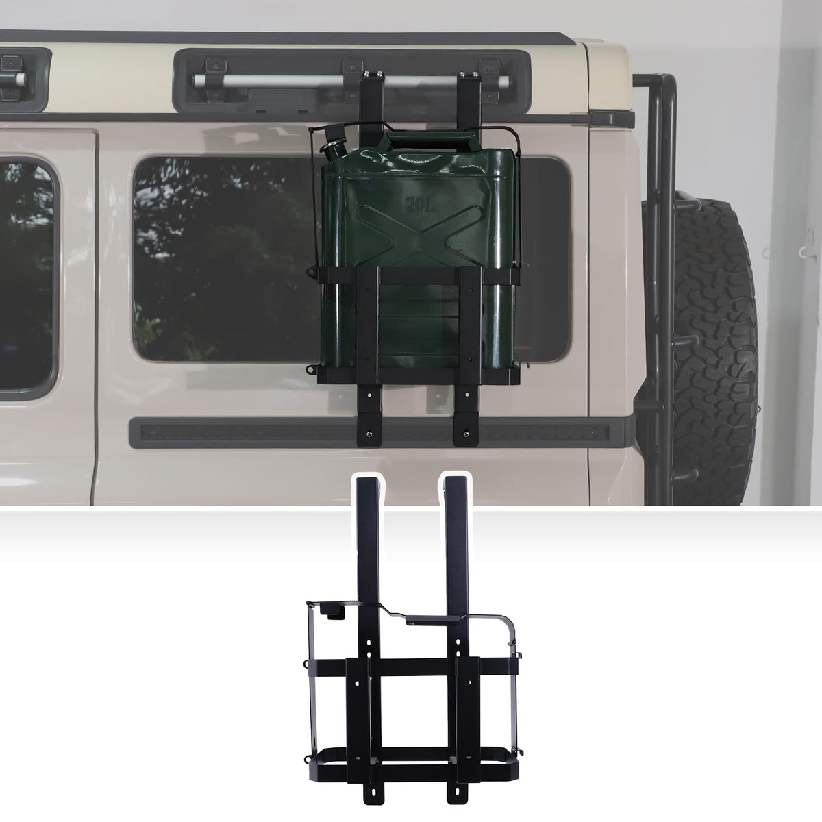 Rear Window Water Can Holder Rack Mount Bracket for INEOS Grenadier 2020-2025 Accessories Trailer Water Liquid Container Bracket, Water Locking Pack Mount 5 Gallon / 20 Liter Jerry Water Can Rack