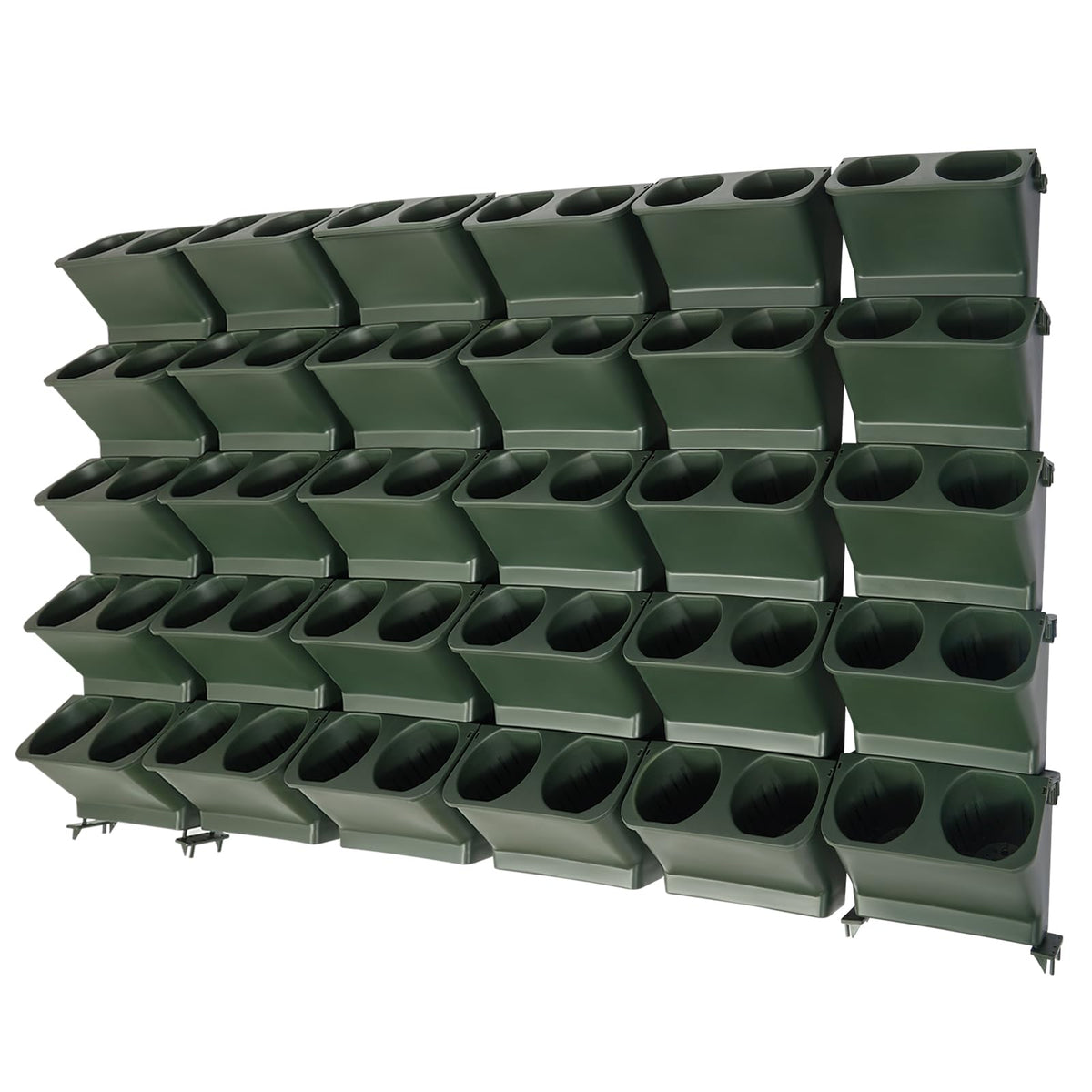 DYNAMI Wall Mounted Plant Holder with 30 Pots(60 Planting Holes), Green Vertical Wall Planters Self Watering Flower Pot Holders with Drainage Holes,for Indoor Outdoor Plants