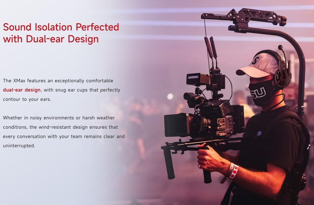 SYNCO XTALK XMax5 Wireless Intercom Headset System 2.4GHz 1640 feet 500 Meters Dual-Ear Team Communication Headset for Live Show Stage Performance Movie Shoot