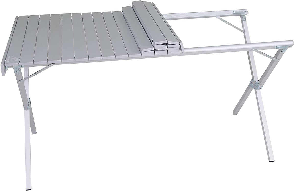 ALPS Mountaineering Folding Camping Table with Smooth Easy-to-Clean Roll Top and Sturdy and Lightweight Aluminum X Frame, Shoulder Carry Bag, Square, Silver - New