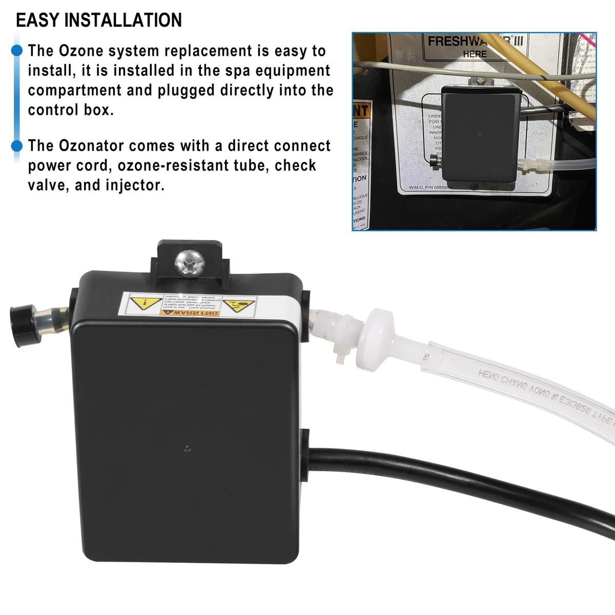 Hihitomorrow 72602 Complete Ozonator Unit Ozone Generator Replacement Parts for Watkins Freshwater III Ozone System Fit for Hot Spring Spas & Hot Tub Models 1995 to Current