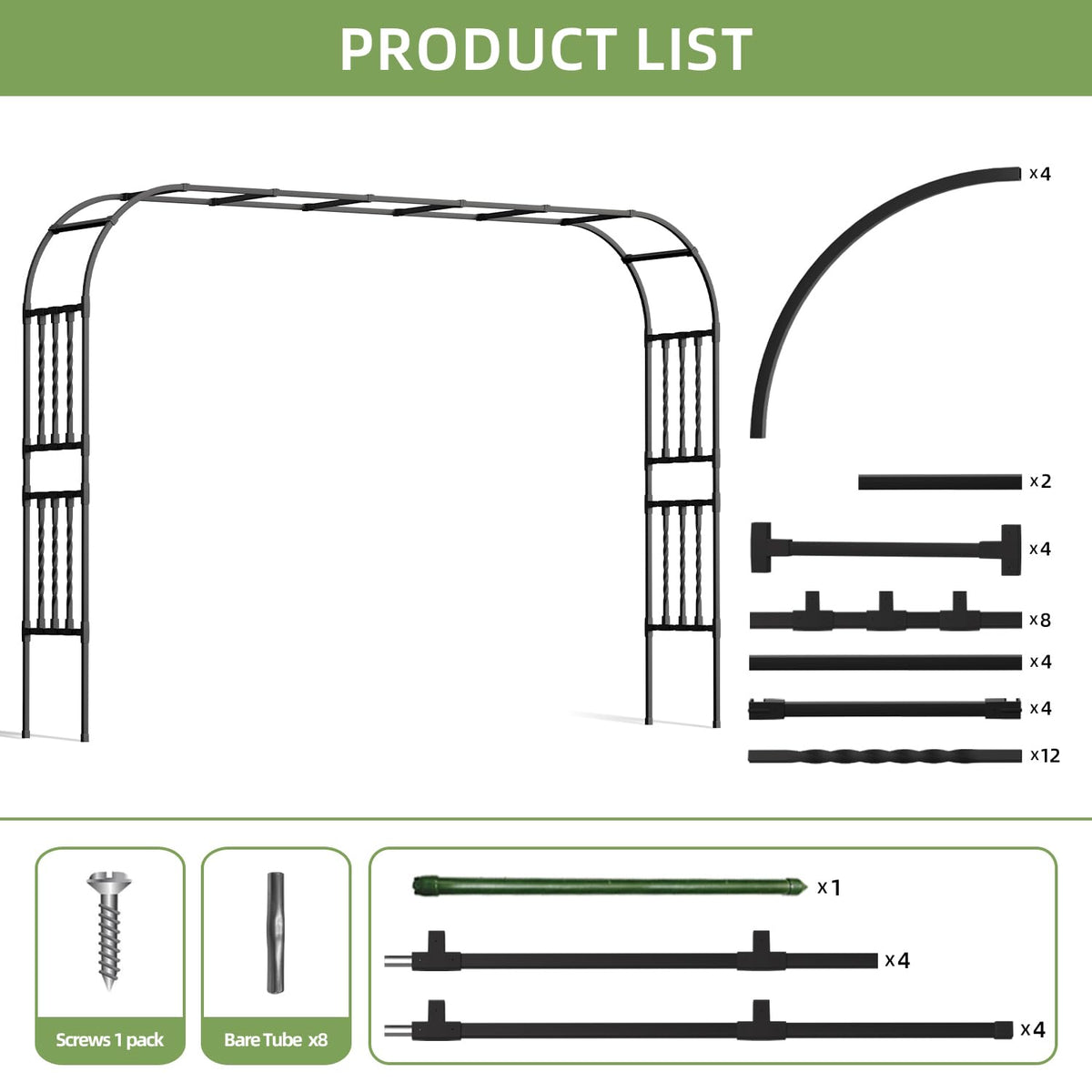 141 x98.4 in Square Tube Garden Arbor Trellis,Unique Design Extra Large Wide Metal Arch for Climbing Plants Outdoor,Wedding Arch Backdrop Stand for Garden Ceremony Party