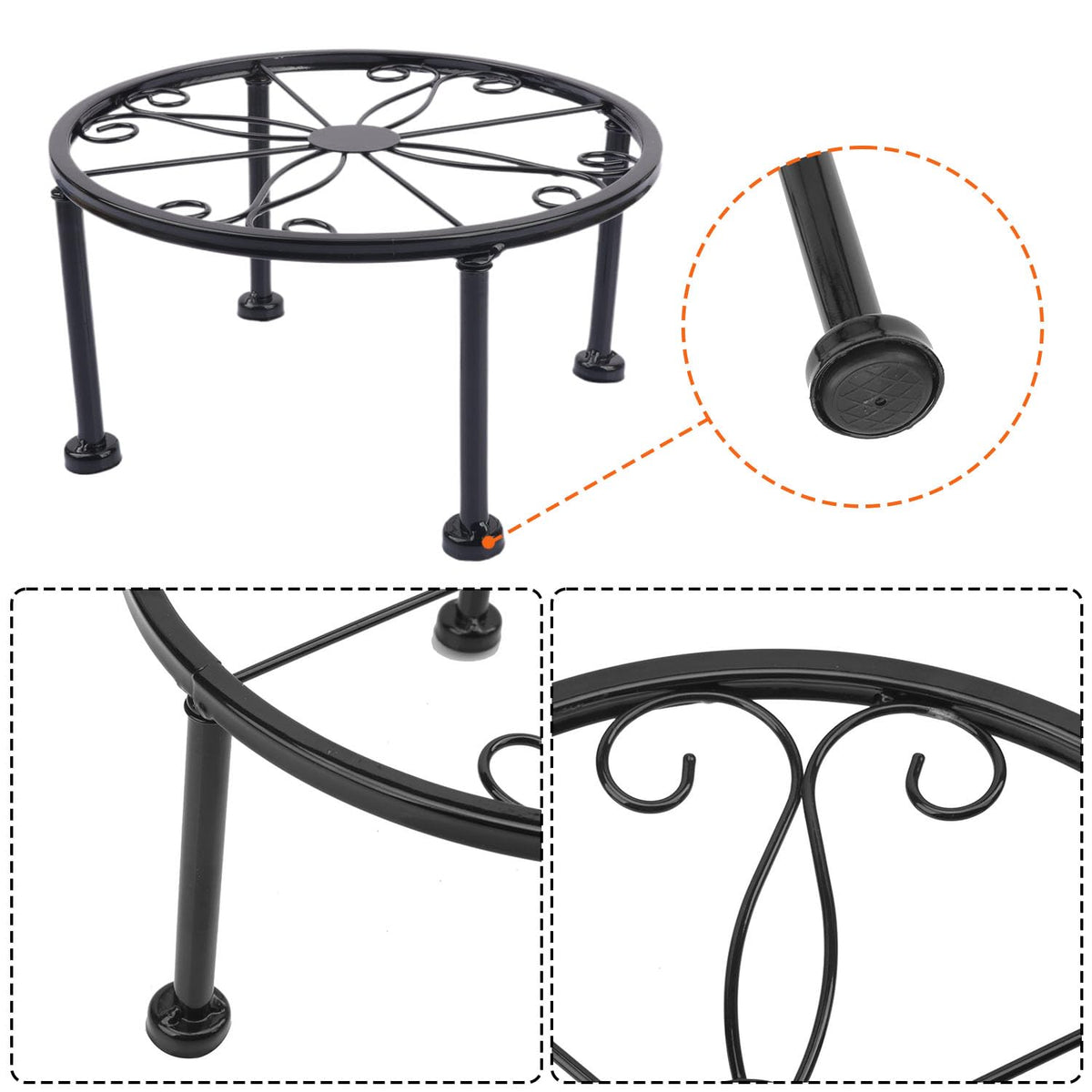 Yiksonyo 4 Pack 9 Inch Black Metal Plant Stand, Heavy Duty Outdoor & Indoor Plant Stands, Rustproof Wrought Iron Pot Stand for Garden, Patio, Balcony.