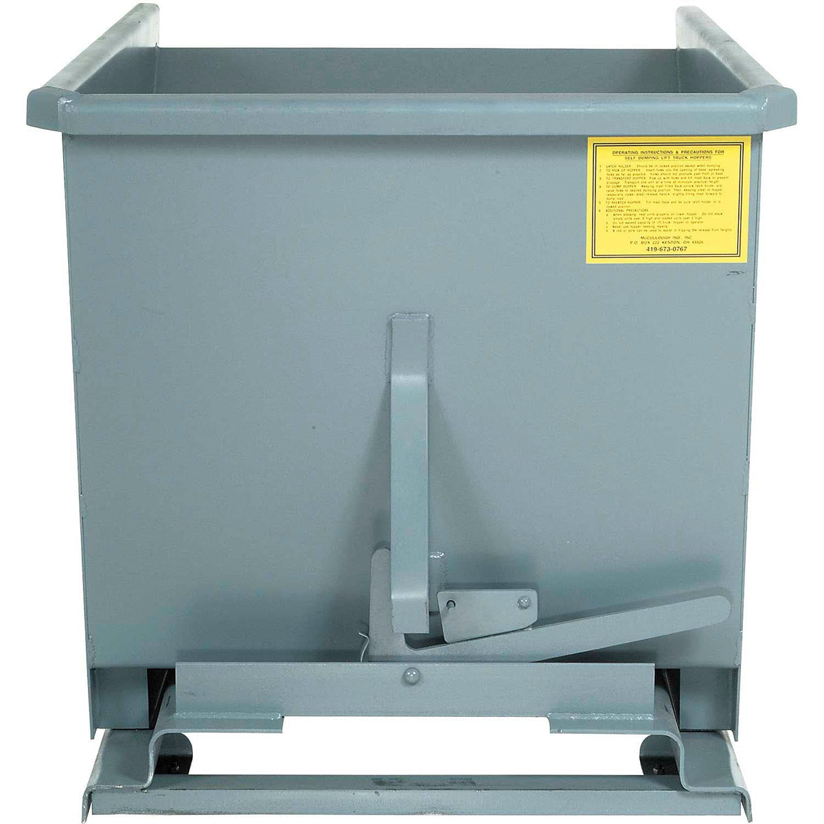 WRIGHT 1 Cubic Yard, Heavy Duty Self Dumping Hopper, 4000lb Capacity, Gray