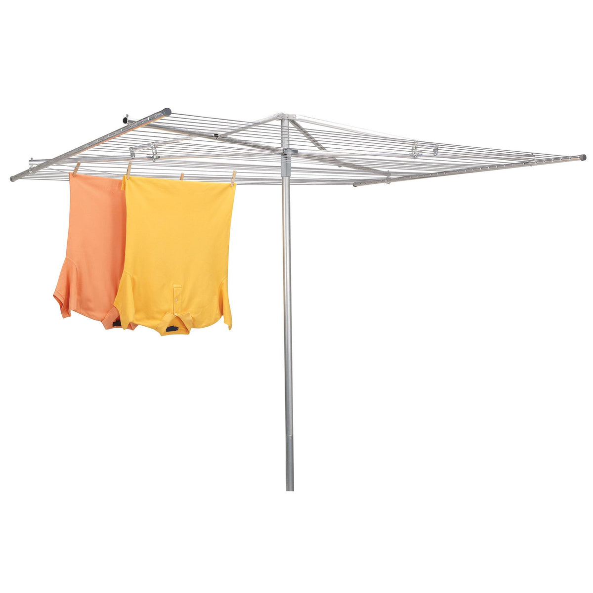 Household Essentials 17130-1 Rotary Outdoor Umbrella Drying Rack | Aluminum | 30-Lines with 210 ft. Clothesline,Silver