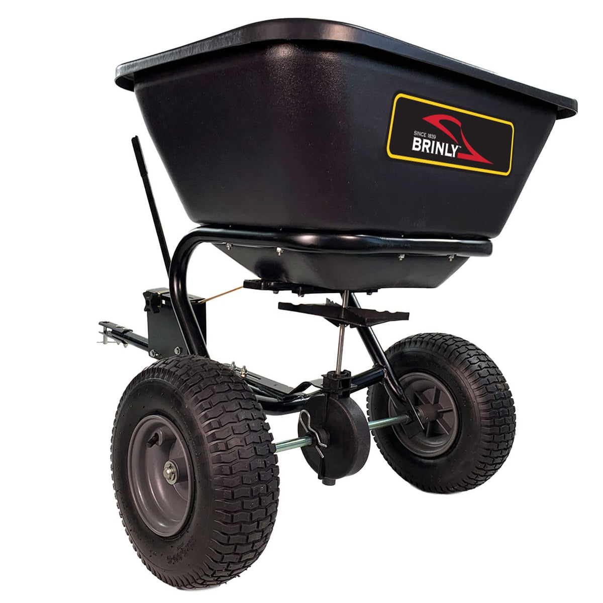 Brinly BS26BH-A Tow Behind Broadcast Spreader with Universal Hitch, 125 lb. - Flat Black