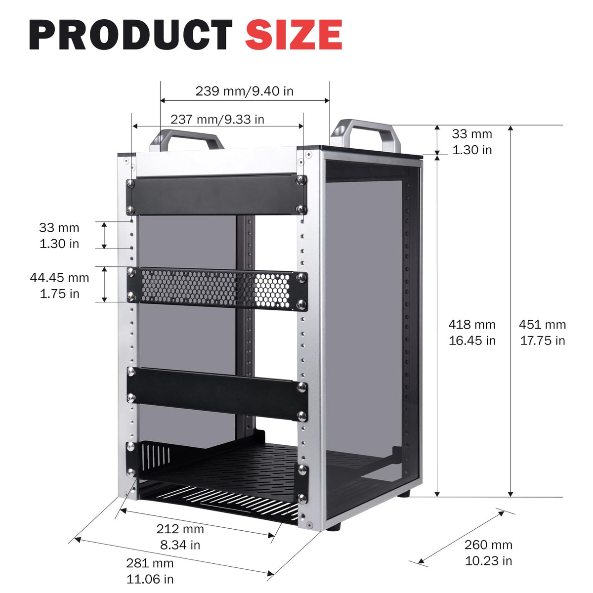 GeeekPi 8U Server Rack Cabinet, DeskPi RackMate T1 Plus,10 inch Network Rack for Servers, Network, A/V Equipment, 10.23inch/260mm Depth (Silver)