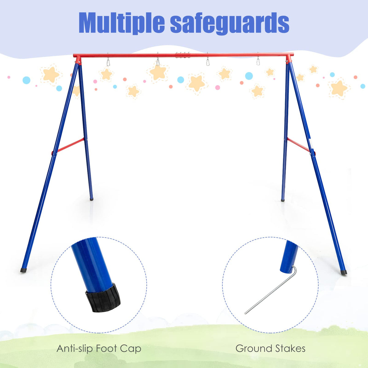 INFANS Swing Stand, 550 lbs Heavy Duty Metal Swing Frame, Extra Large A-Frame Swing Stand for Kids and Adult Indoor Outdoor Activity Backyard Playground