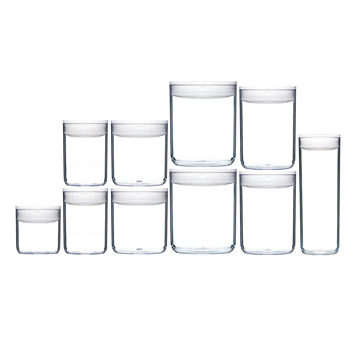 Click Clack Pantry Round Container Starter Set, 10 Piece (White)