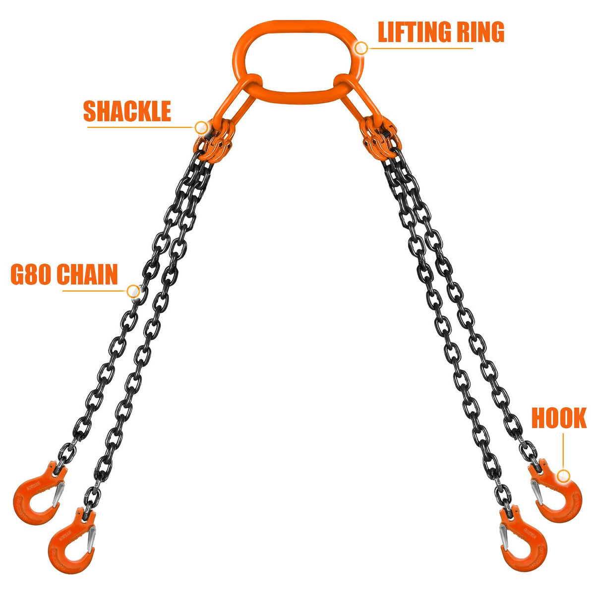 SALUINOKI Lift Chain Sling 10Ft 4 Way x 5/16 inch 11000lbs 5 Ton for Chains Lifting